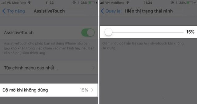 Hướng dẫn tùy chỉnh độ mờ của nút Home ảo