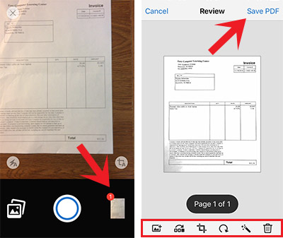 scan tai lieu sang pdf tren iphone