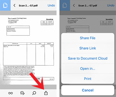 chia sẻ file pdf trên iphone
