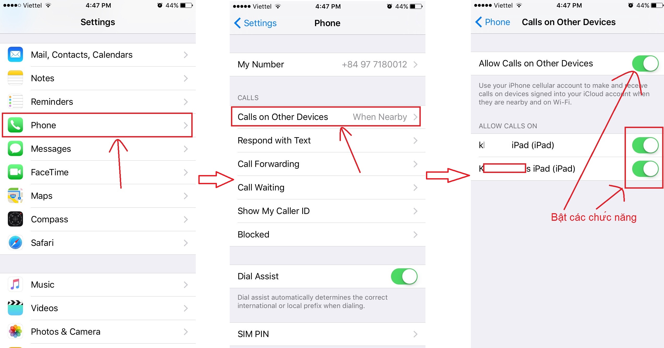 cách nhận cuộc gọi trên ipad khi có cuộc gọi đến iphone