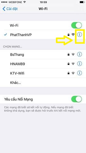 Chọn biểu tượng chữ "i"