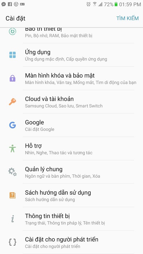 Chọn Thông tin thiết bị
